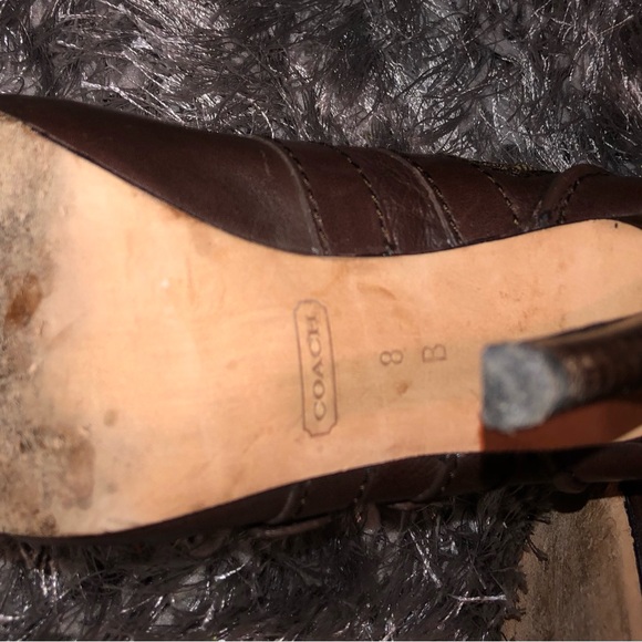 Brown leather high heels Coach boots. - Picture 3 of 4